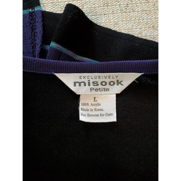 LAST CHANCE Vtg MISOOK Color Block Black Button Cardigan L - Picture 9 of 10